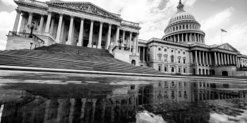 Picture of the house side of the Capitol building in black and white.